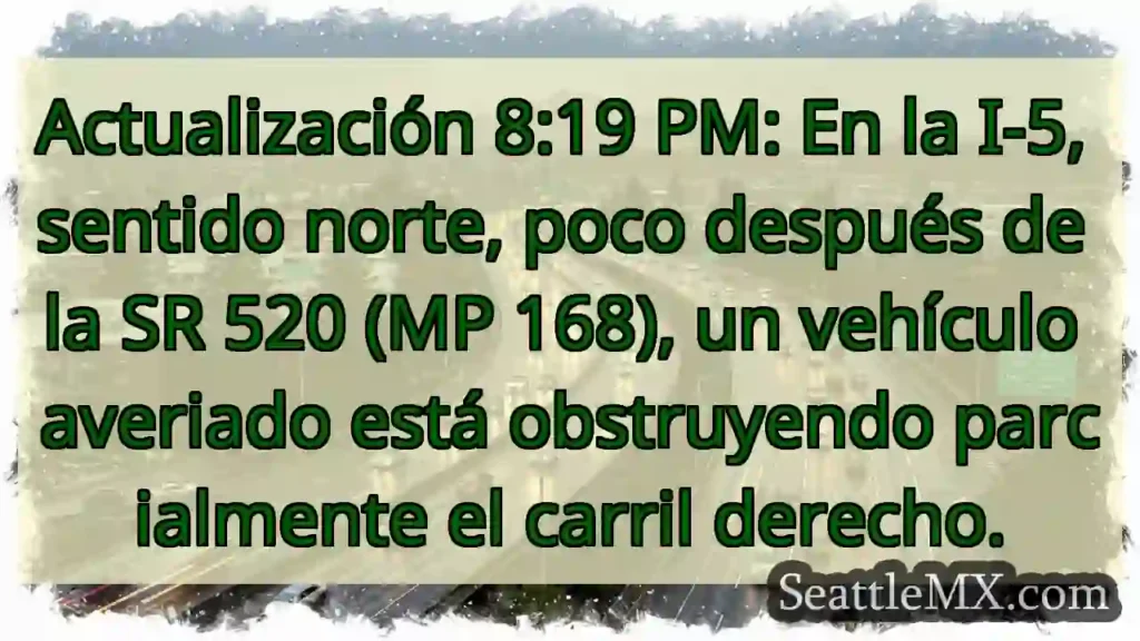 ¡Atención! I-5 Norte: Vehículo averiado, carril