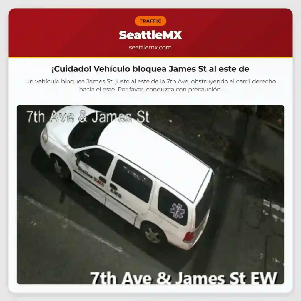 ¡Cuidado! Vehículo bloquea James St al este de
