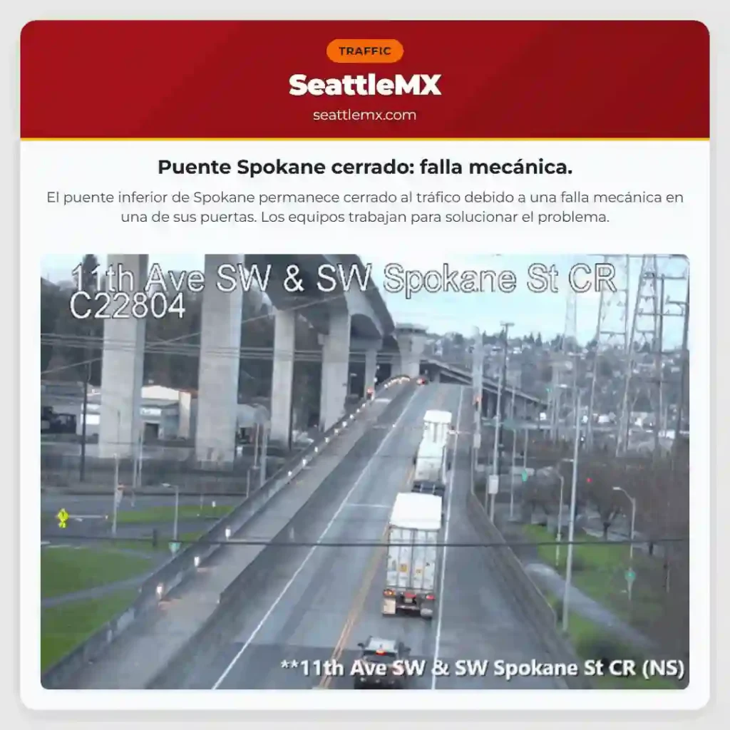 Noticias de transporte de Seattle 9 Puente Spokane cerrado: falla mecánica.