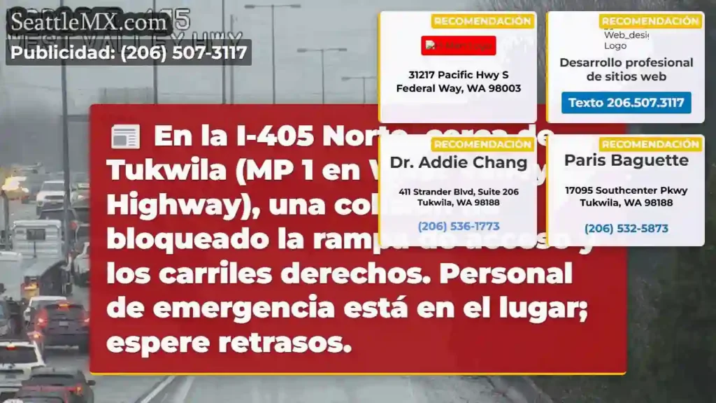 Accidente en I-405 Norte. Rampa y carriles