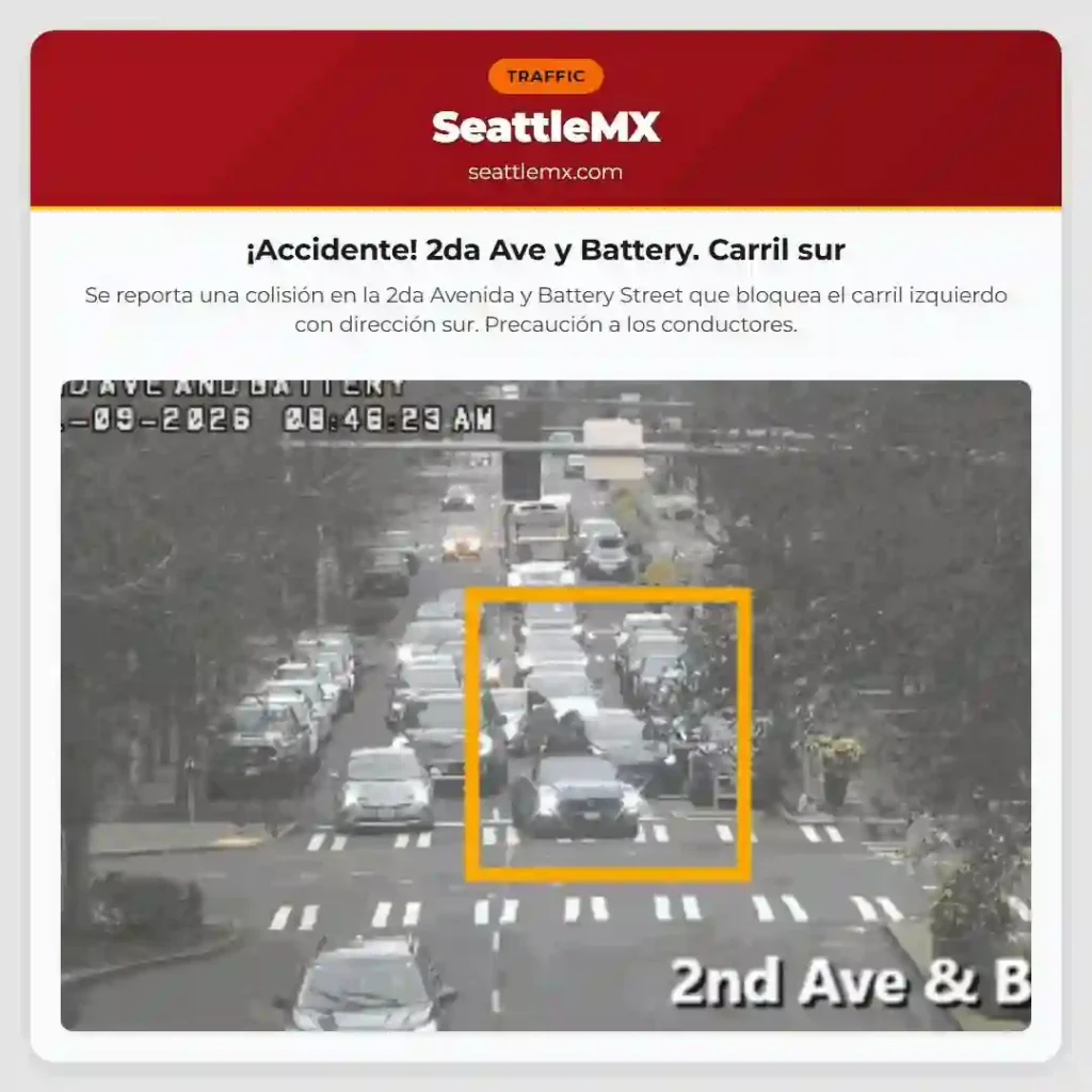 ¡Accidente! 2da Ave y Battery. Carril sur