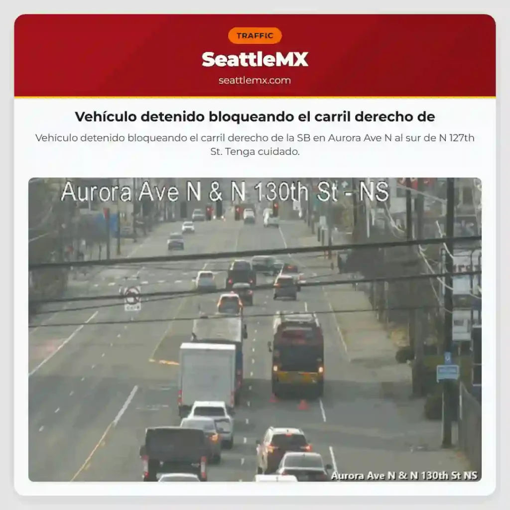 Vehículo detenido bloqueando el carril derecho de