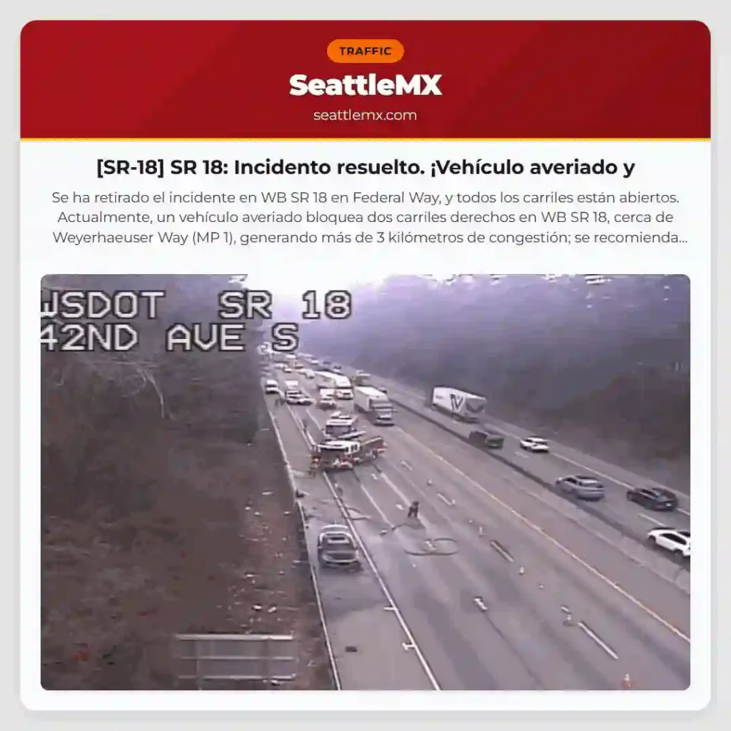 [SR-18] SR 18: Incidento resuelto. ¡Vehículo averiado y