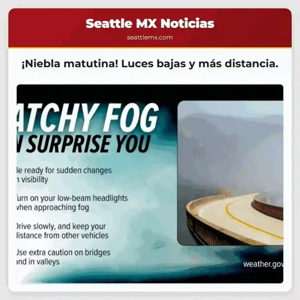 ¡Niebla matutina! Luces bajas y más distancia.