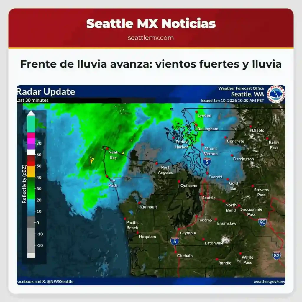 Frente de lluvia avanza: vientos fuertes y lluvia