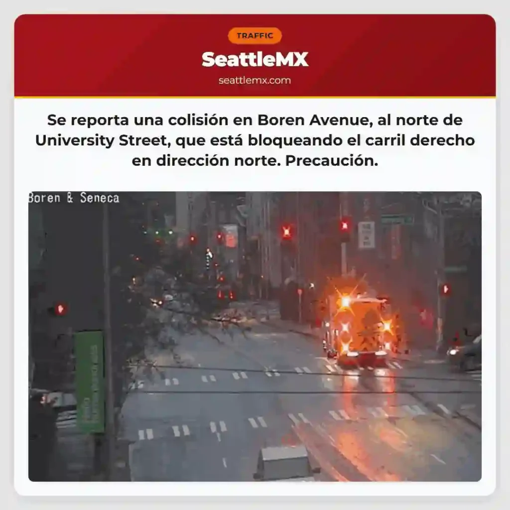 ¡Accidente en Boren! Carril derecho norte
