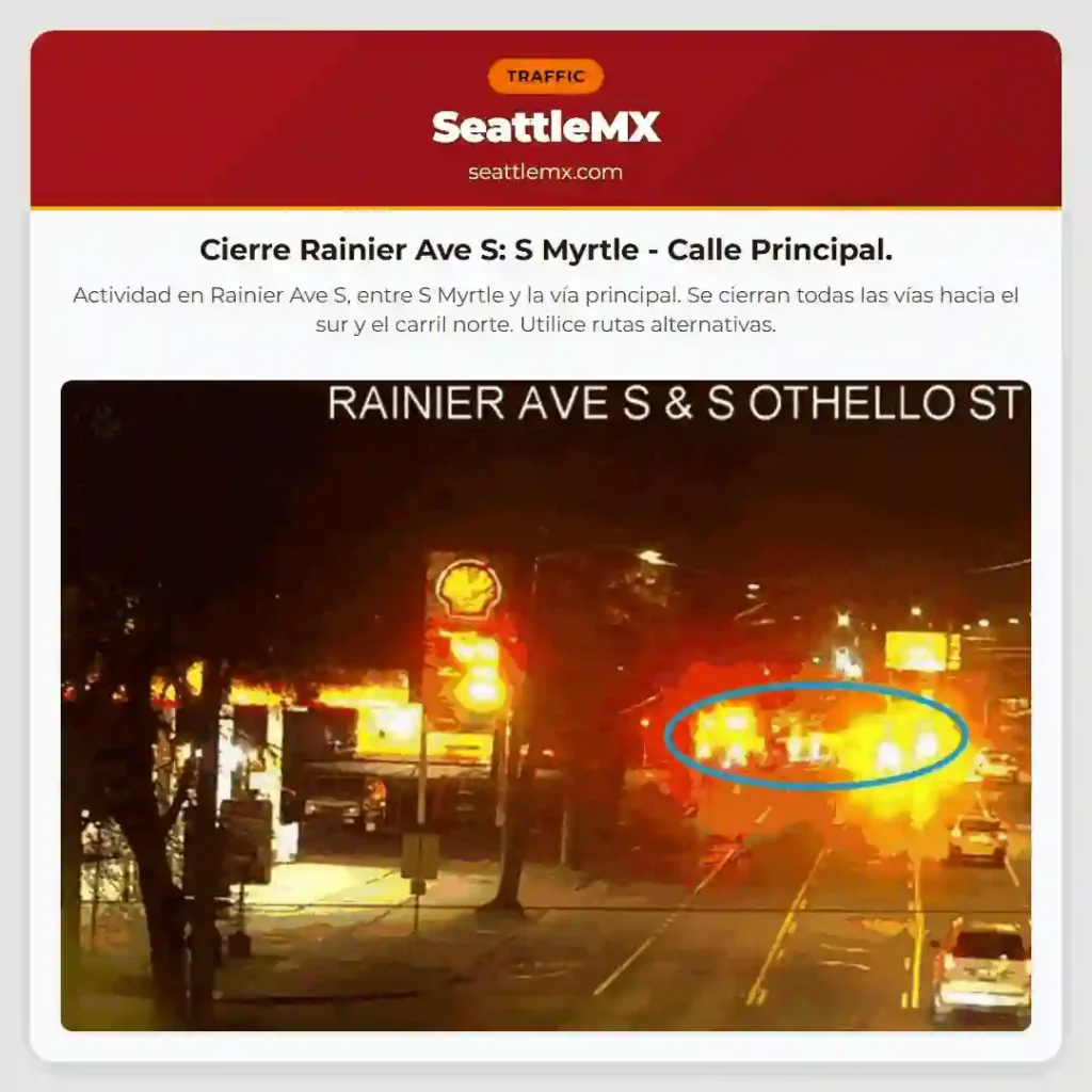 Cierre Rainier Ave S: S Myrtle - Calle Principal.