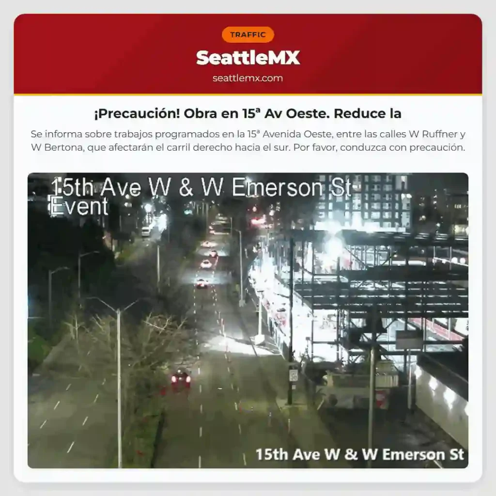 ¡Precaución! Obra en 15ª Av Oeste. Reduce la