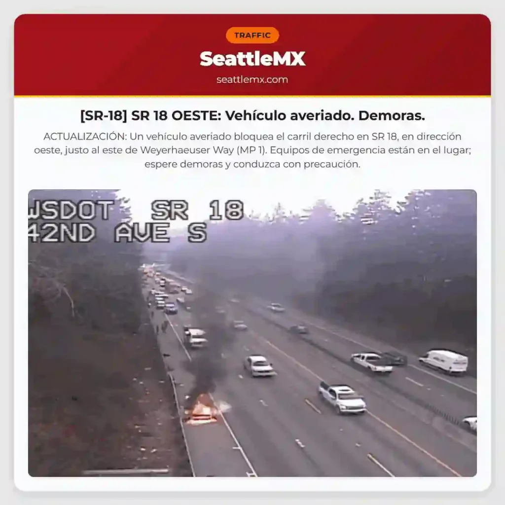 [SR-18] SR 18 OESTE: Vehículo averiado. Demoras.