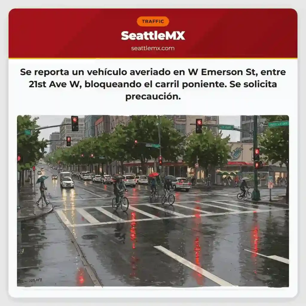 ¡Atención! Vehículo averiado en W Emerson St.