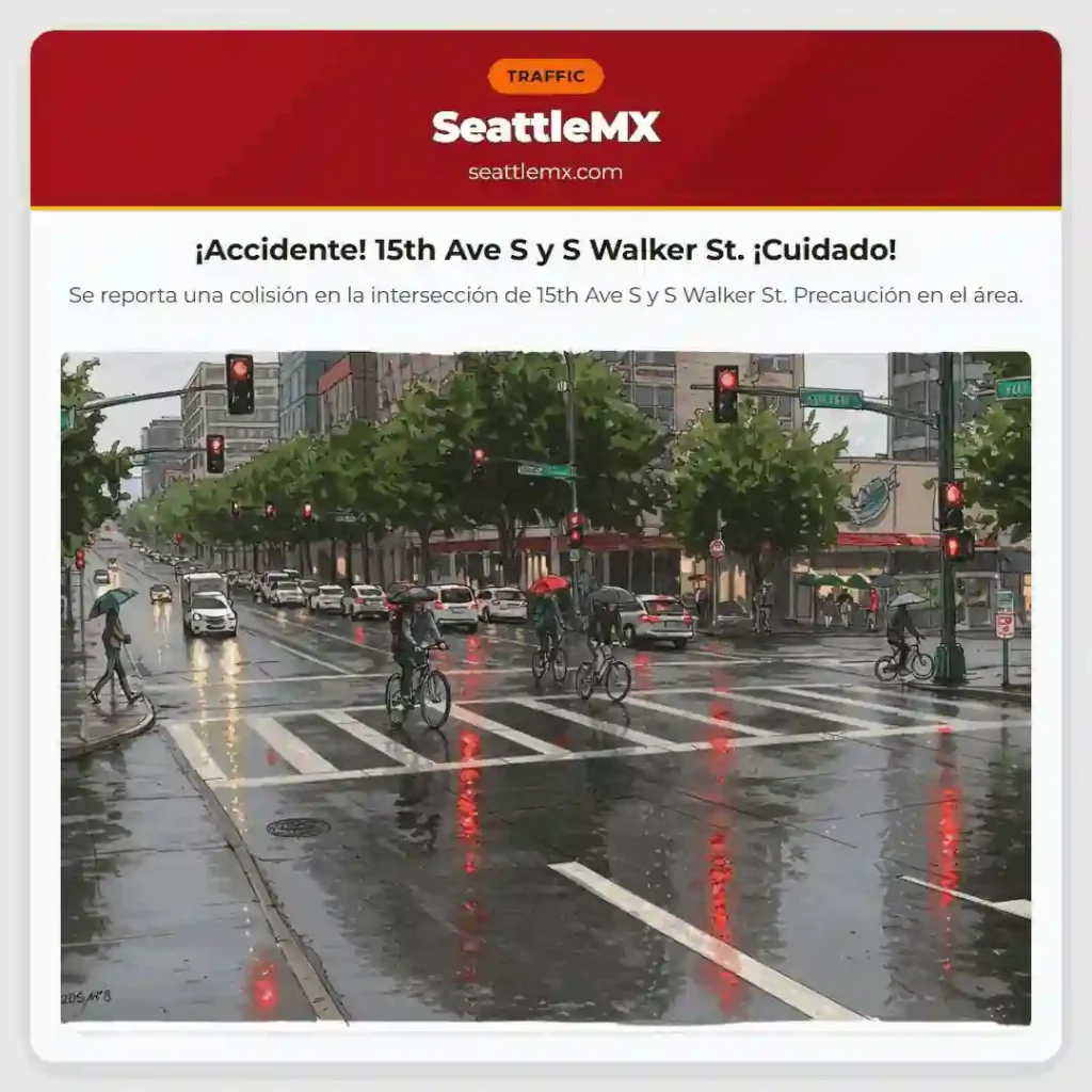 Noticias de transporte de Seattle 9 ¡Accidente! 15th Ave S y S Walker St. ¡Cuidado!
