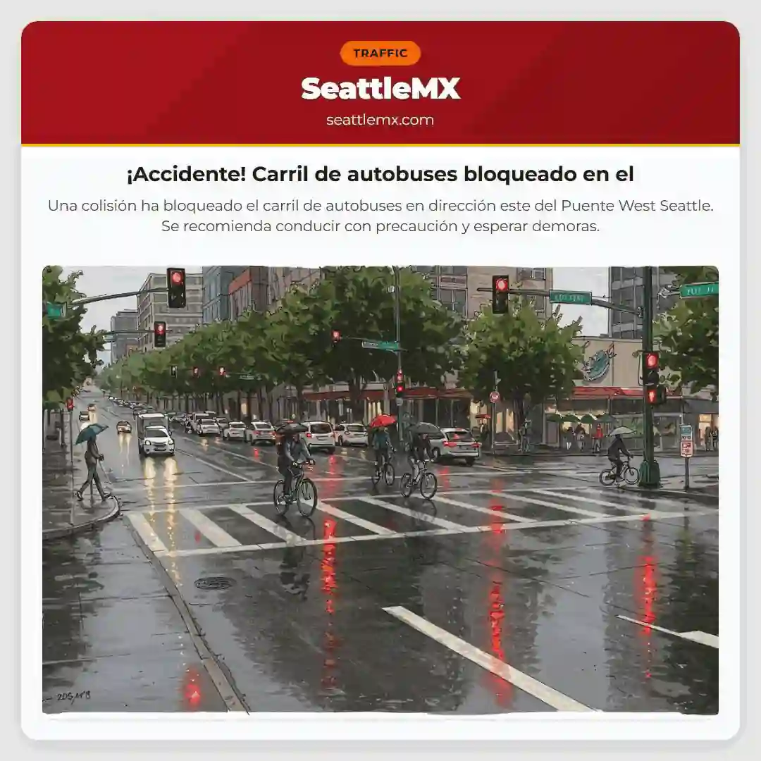 ¡Accidente! Carril de autobuses bloqueado en el
