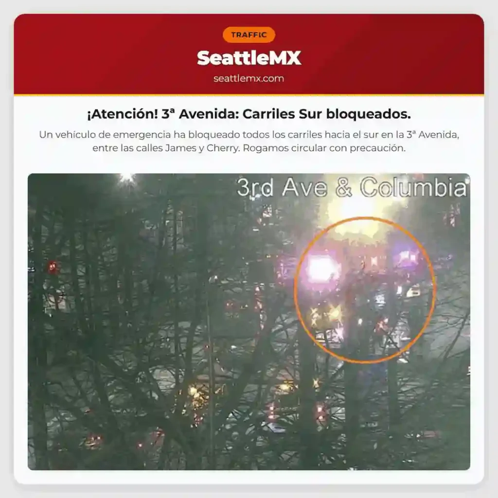 ¡Atención! 3ª Avenida: Carriles Sur bloqueados.