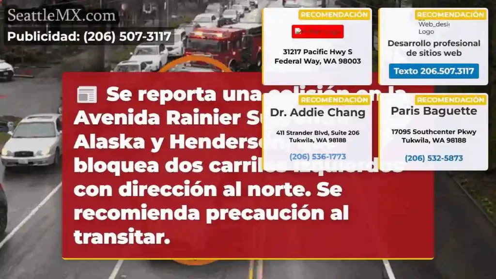 ¡Accidente! Rainier Sur: 2 carriles bloqueados al