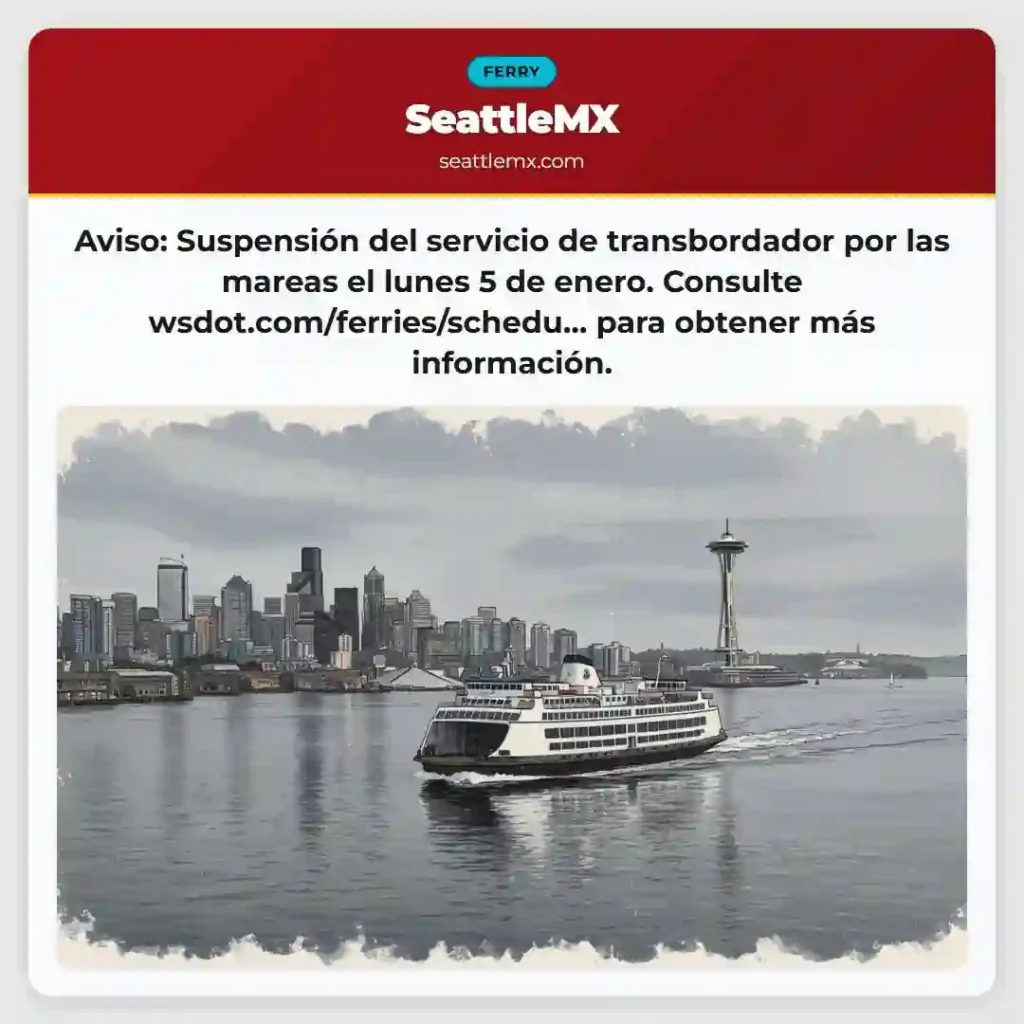 ¡Atención! Transbordador suspendido el 5/1 por