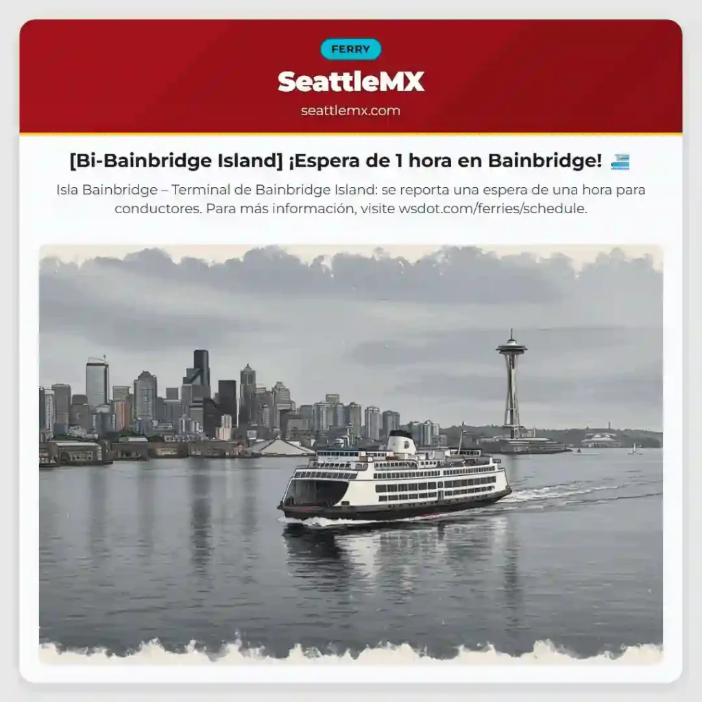 [Bi-Bainbridge Island] ¡Espera de 1 hora en Bainbridge! ⛴️