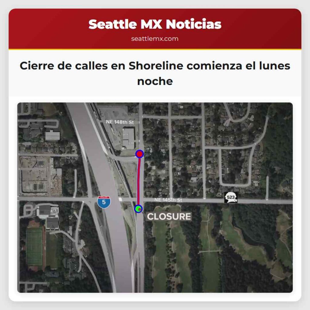 Cierre de calles en Shoreline comienza el lunes
