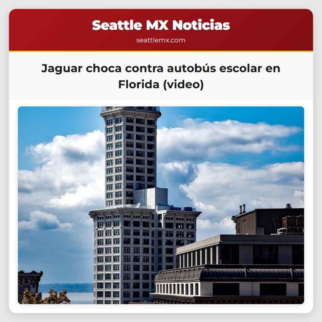 Jaguar choca contra autobús escolar en Florida