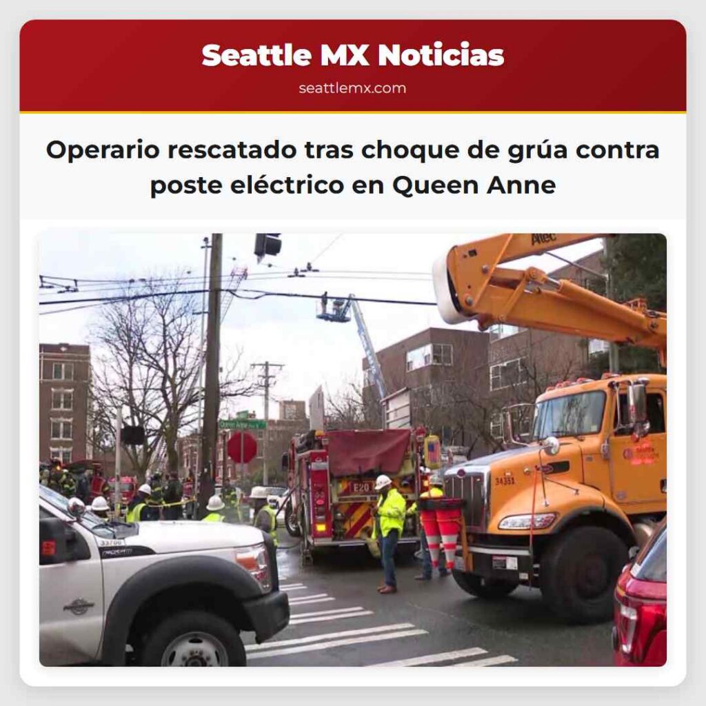 Operario rescatado tras choque de grúa contra