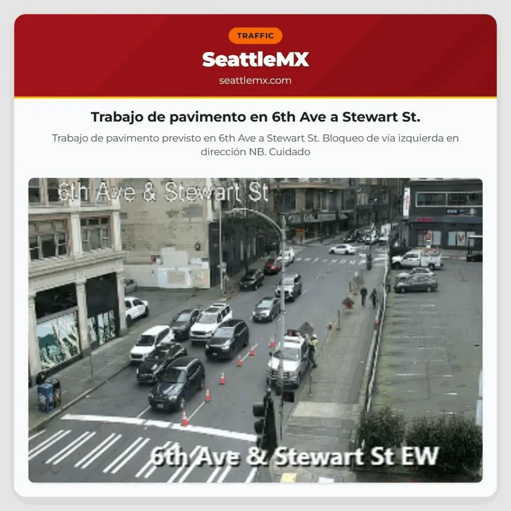 Trabajo de pavimento en 6th Ave a Stewart St.