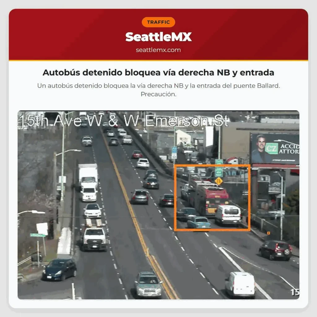 Autobús detenido bloquea vía derecha NB y entrada