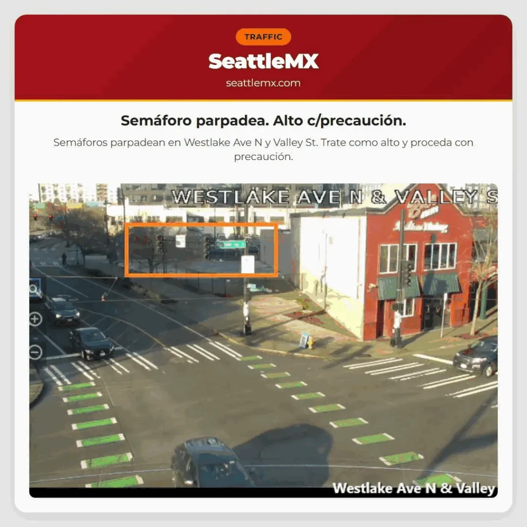 Semáforo parpadea. Alto c/precaución.