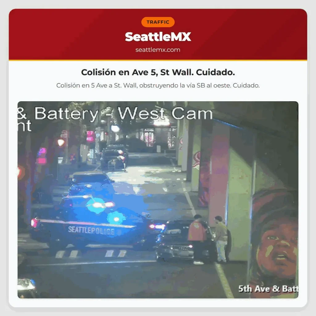 Colisión en Ave 5, St Wall. Cuidado.