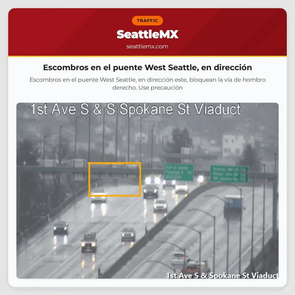 Escombros en el puente West Seattle, en dirección