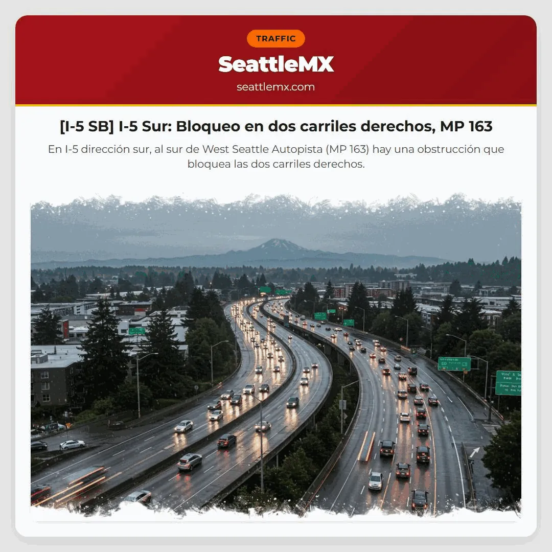 [I-5 SB] I-5 Sur: Bloqueo en dos carriles derechos, MP 163