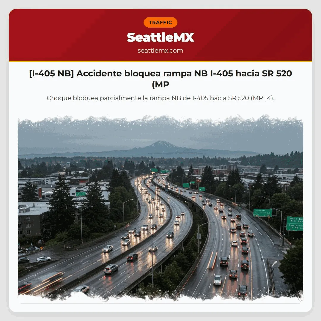 [I-405 NB] Accidente bloquea rampa NB I-405 hacia SR 520 (MP
