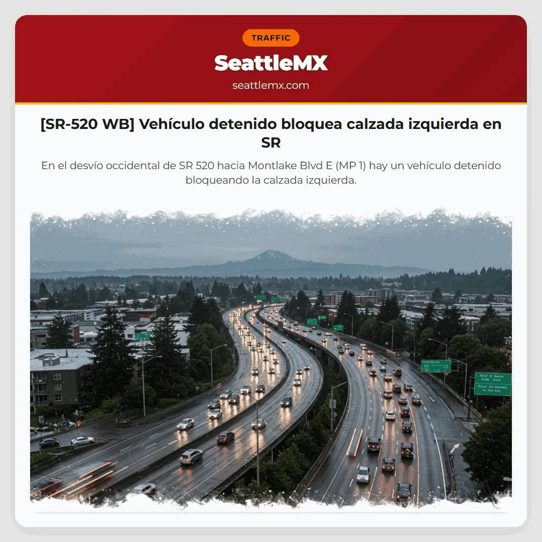 [SR-520 WB] Vehículo detenido bloquea calzada izquierda en SR