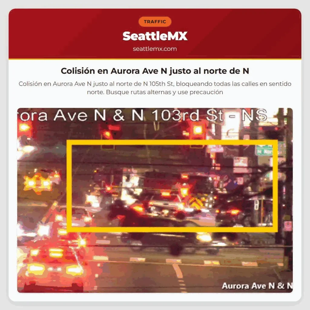 Colisión en Aurora Ave N justo al norte de N