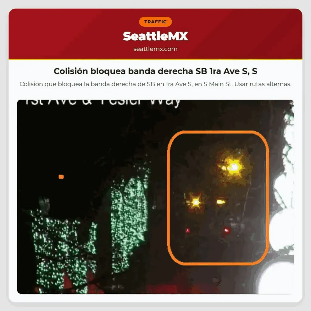 Colisión bloquea banda derecha SB 1ra Ave S, S