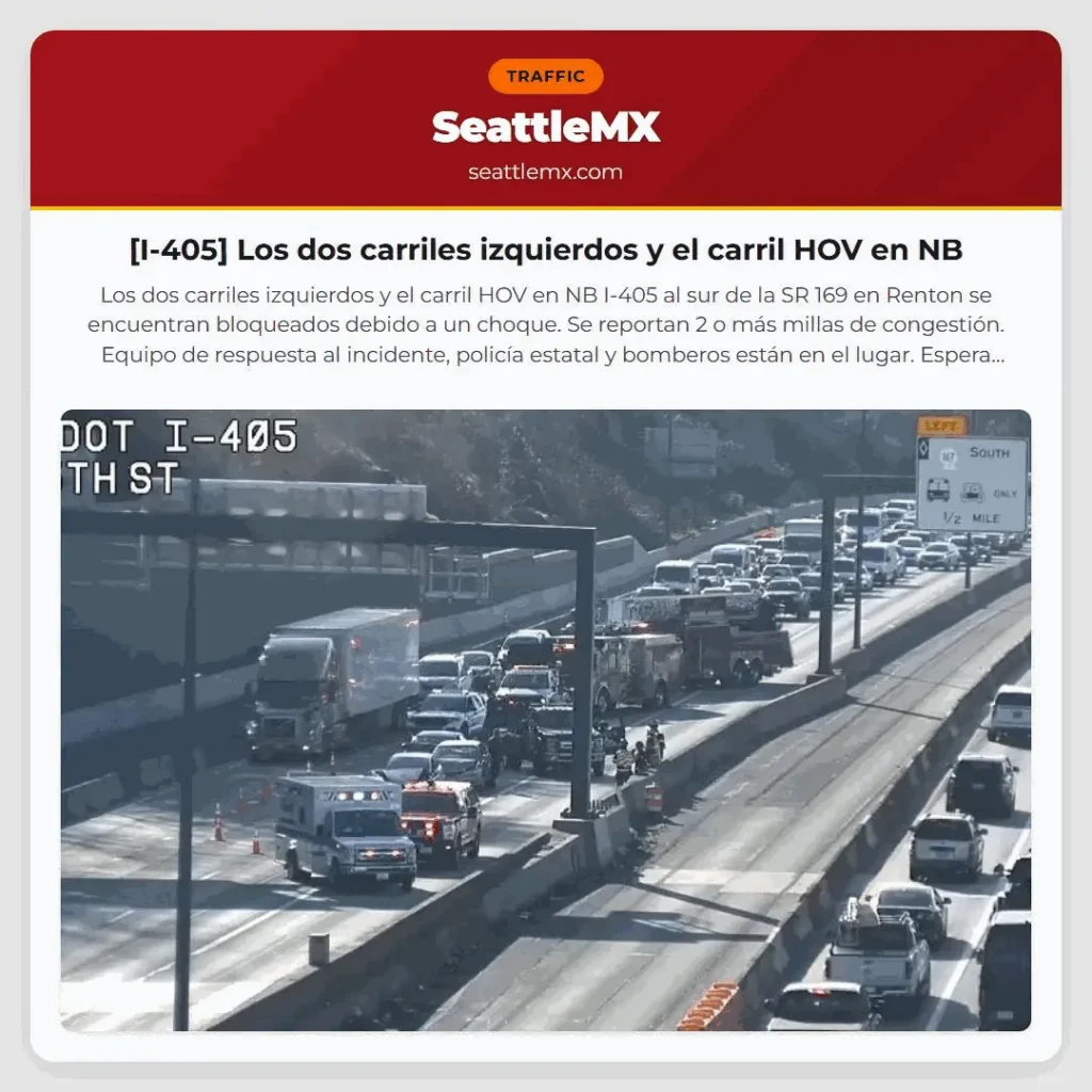 [I-405] Los dos carriles izquierdos y el carril HOV en NB