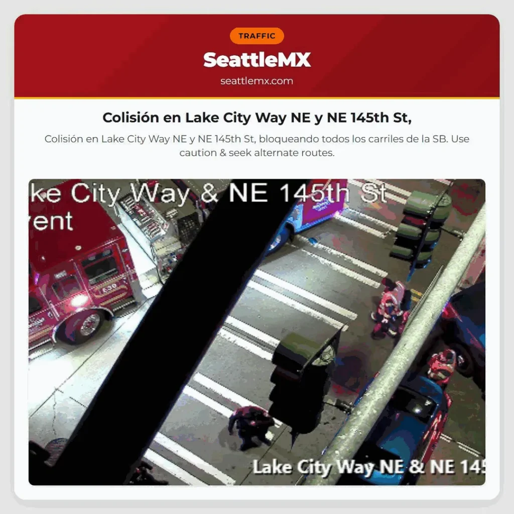 Colisión en Lake City Way NE y NE 145th St,