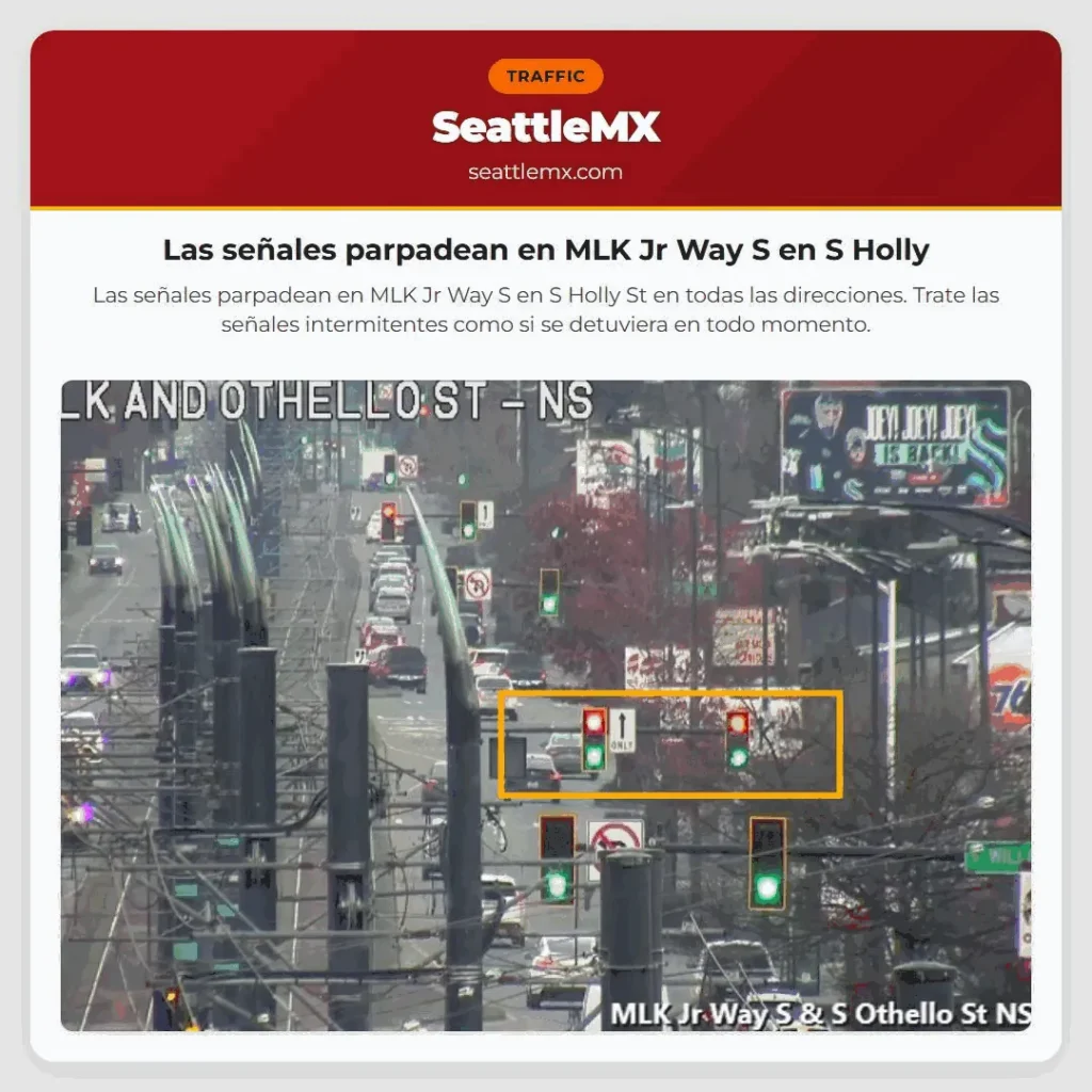 Las señales parpadean en MLK Jr Way S en S Holly