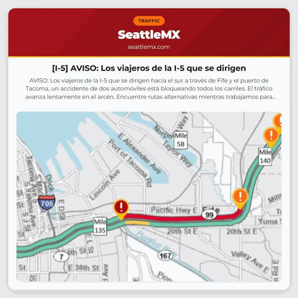 [I-5] AVISO: Los viajeros de la I-5 que se dirigen