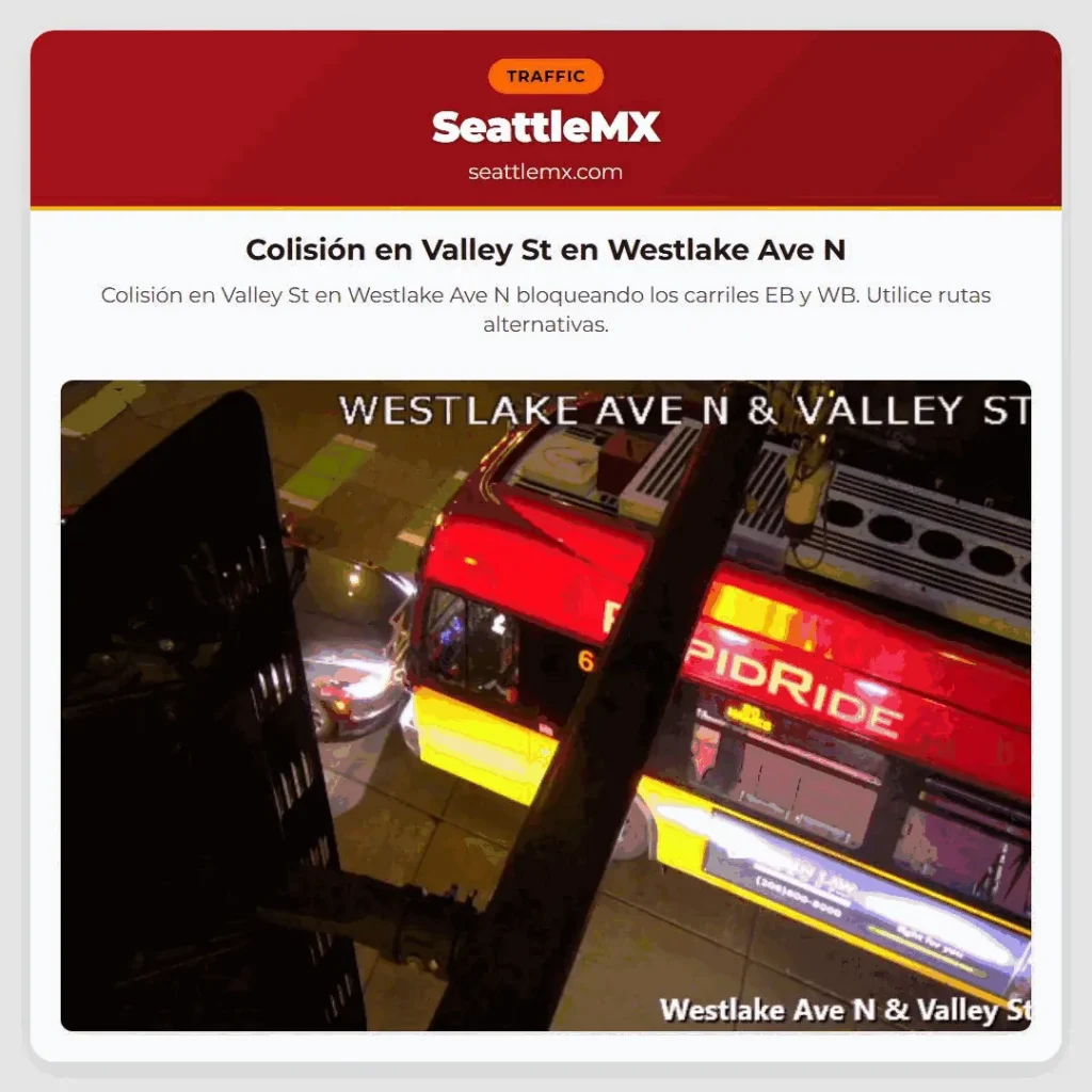 Colisión en Valley St en Westlake Ave N