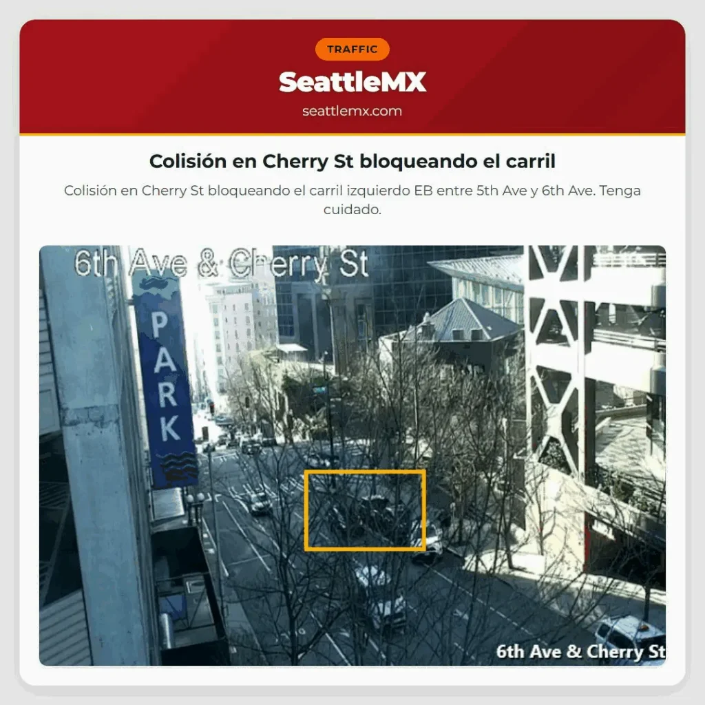 Colisión en Cherry St bloqueando el carril