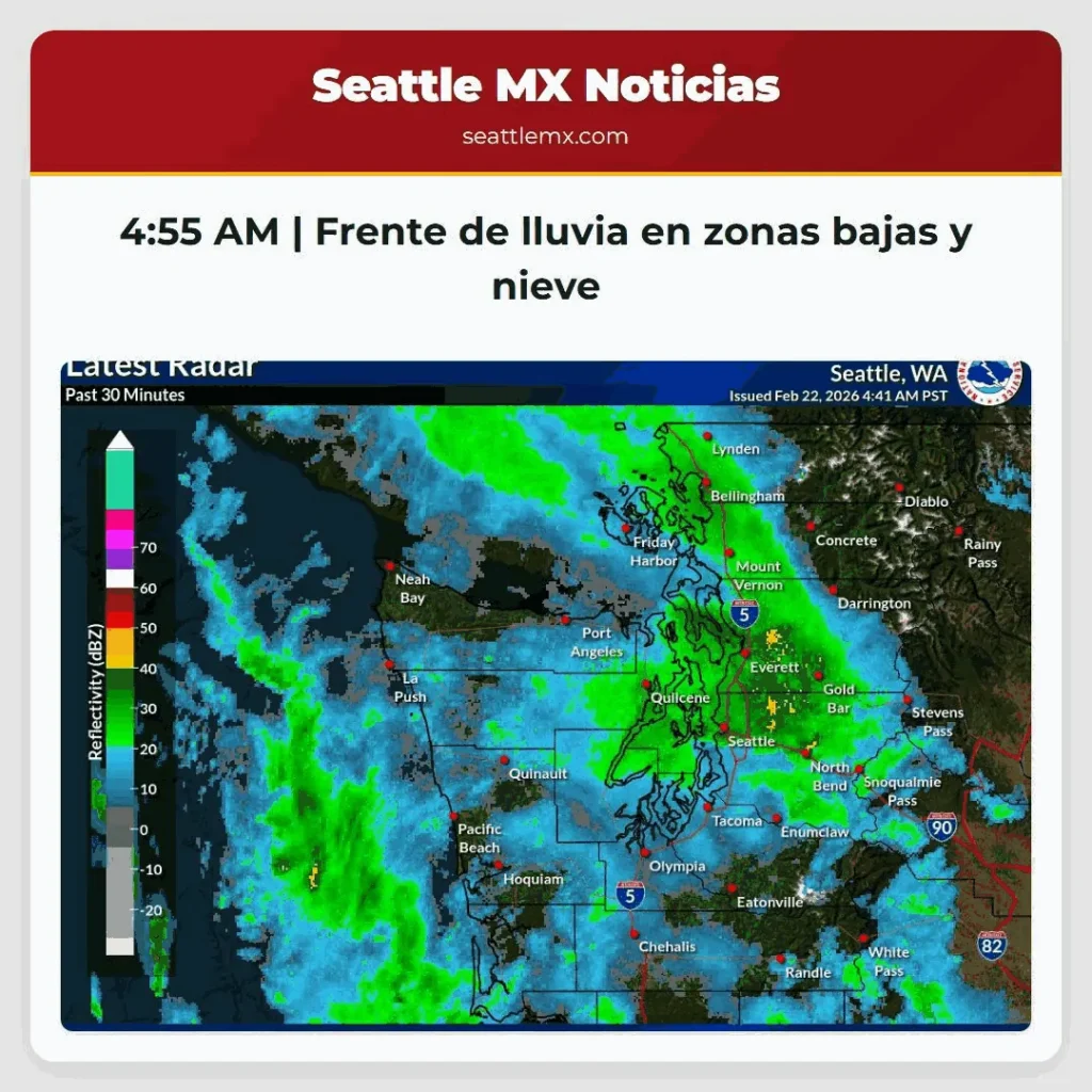 4:55 AM | Frente de lluvia en zonas bajas y nieve
