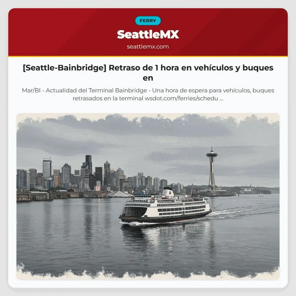 [Seattle-Bainbridge] Retraso de 1 hora en vehículos y buques en