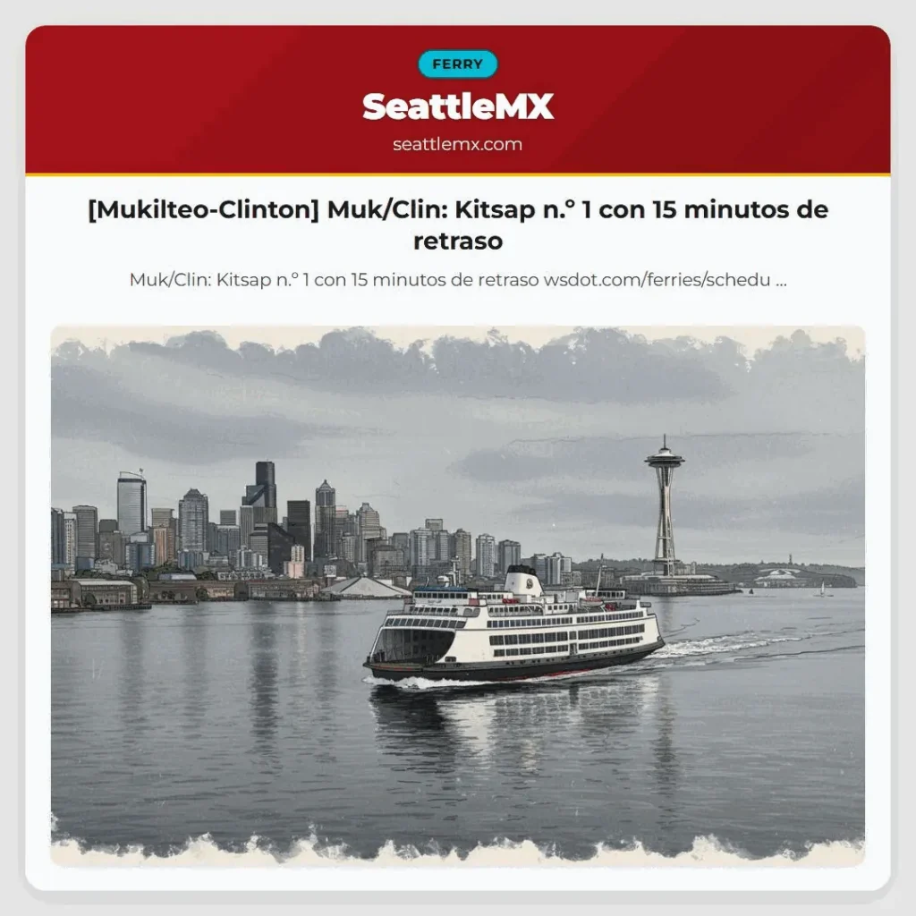 [Mukilteo-Clinton] Muk/Clin: Kitsap n.º 1 con 15 minutos de retraso