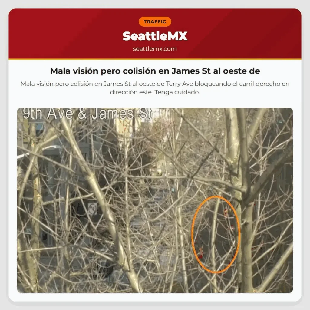 Mala visión pero colisión en James St al oeste de