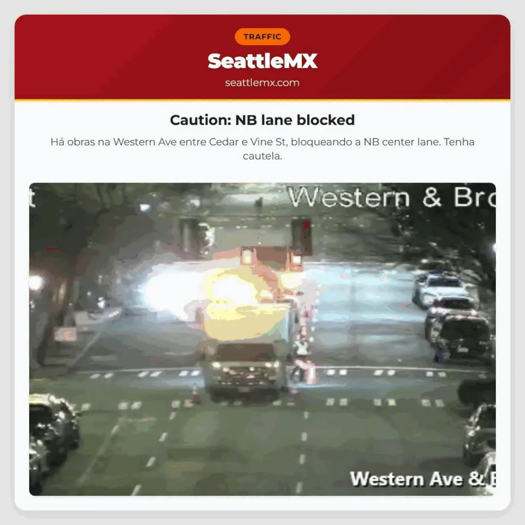 Caution: NB lane blocked