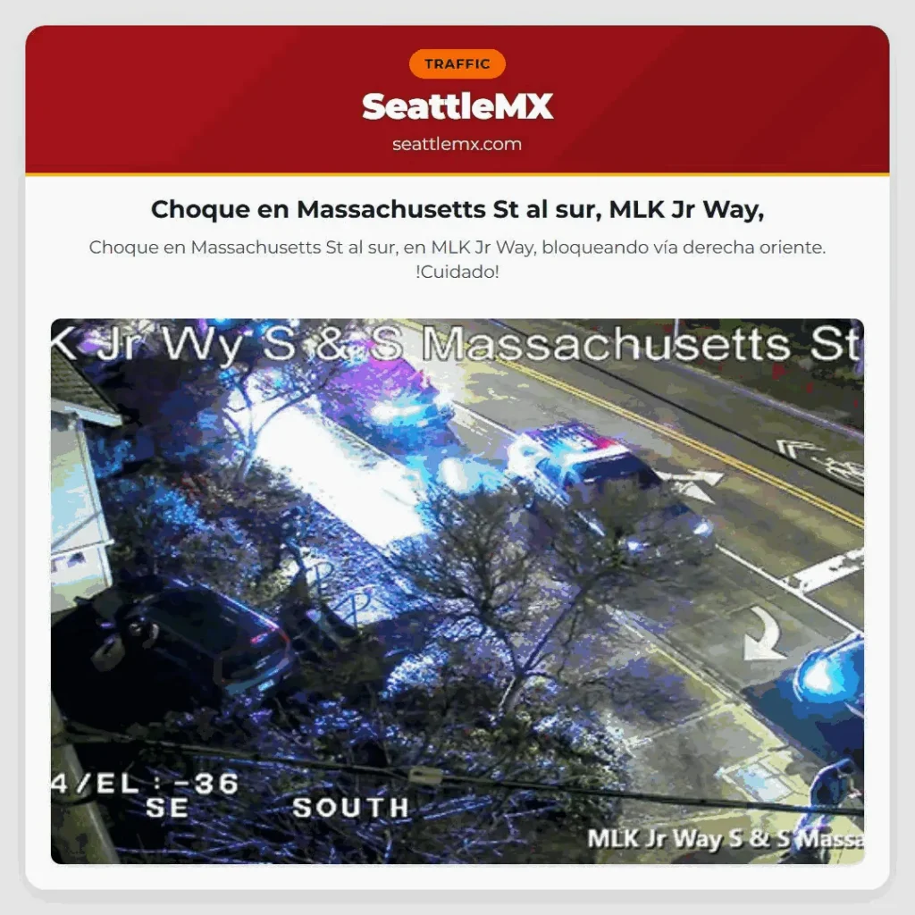 Choque en Massachusetts St al sur, MLK Jr Way,