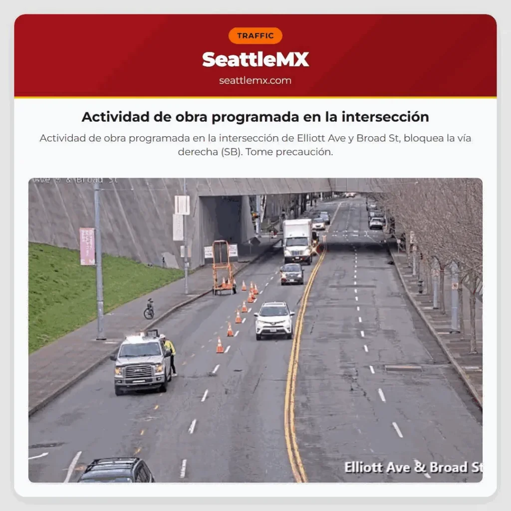 Noticias de transporte de Seattle 11 Actividad de obra programada en la intersección