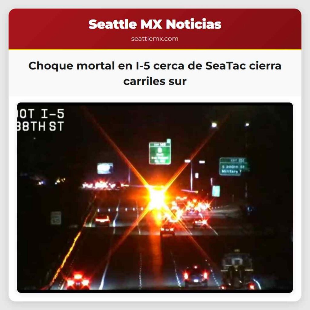 Choque mortal en I-5 cerca de SeaTac cierra