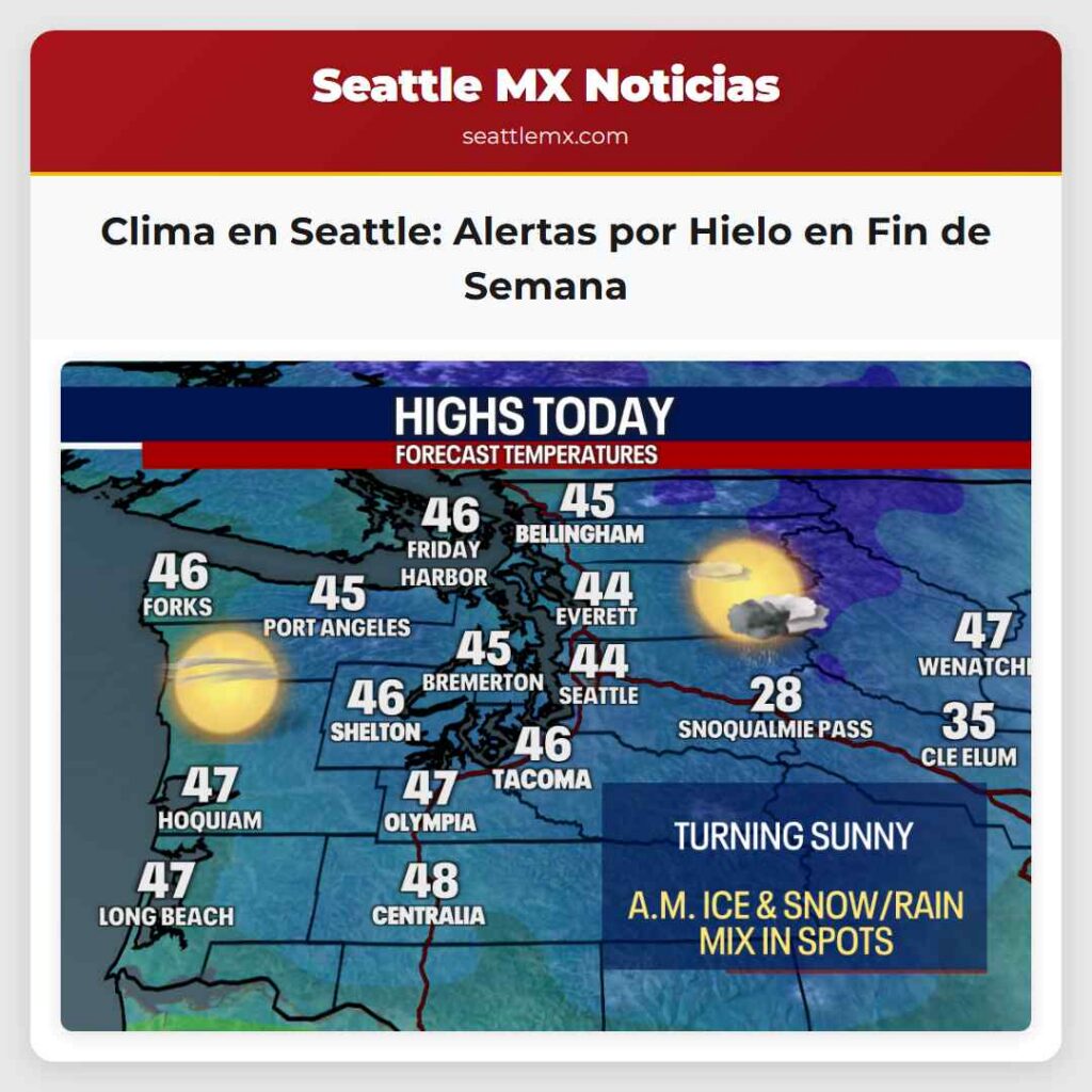 Clima en Seattle: Alertas por Hielo en Fin de