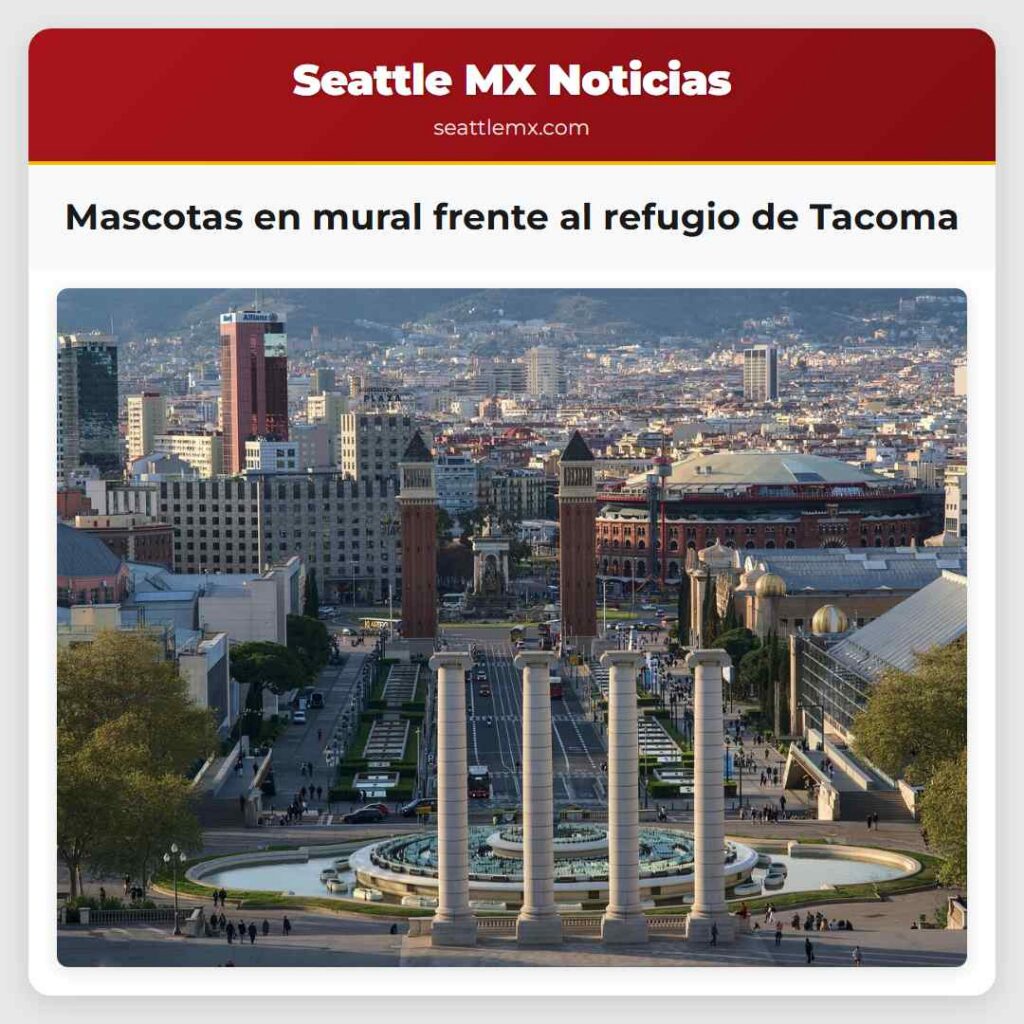 Mascotas en mural frente al refugio de Tacoma