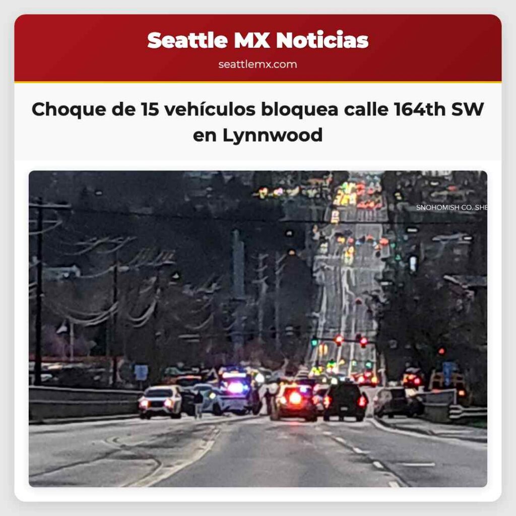 Choque de 15 vehículos bloquea calle 164th SW en